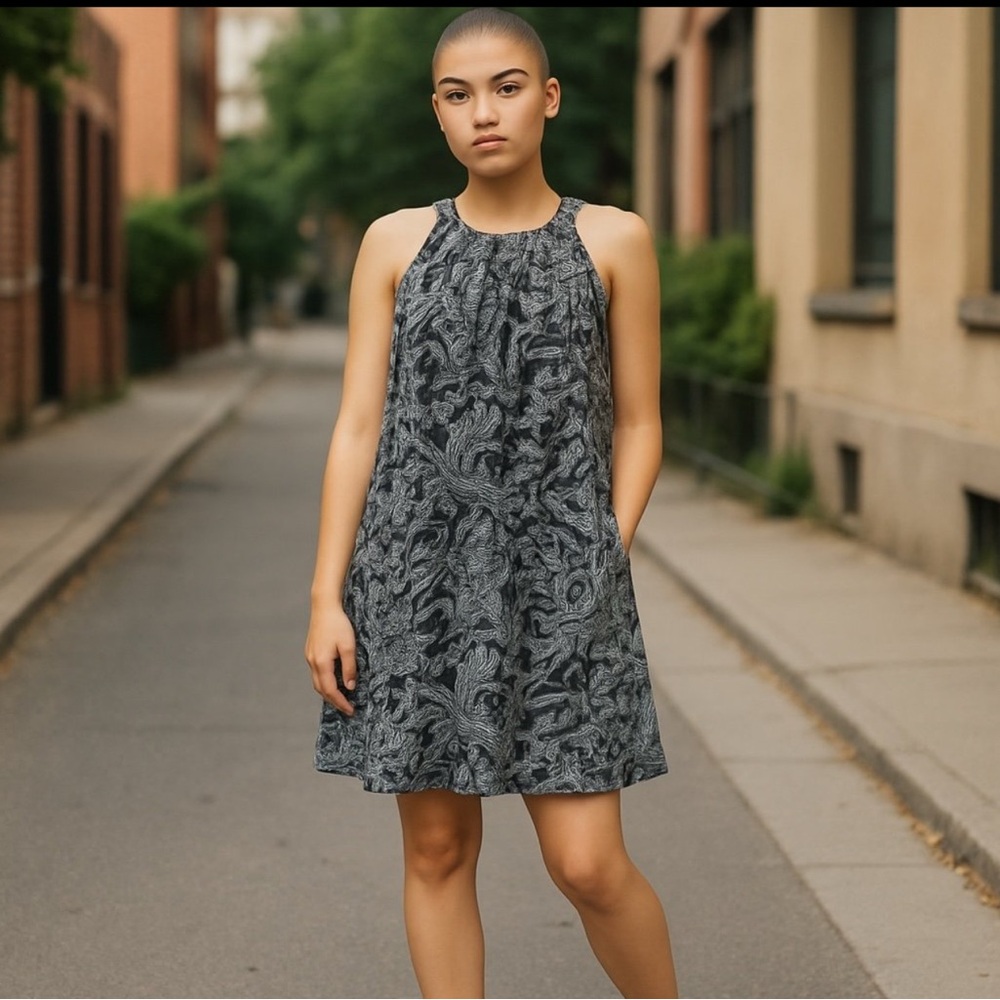 Dress Barn Black and Gray Mini Dress Size Medium